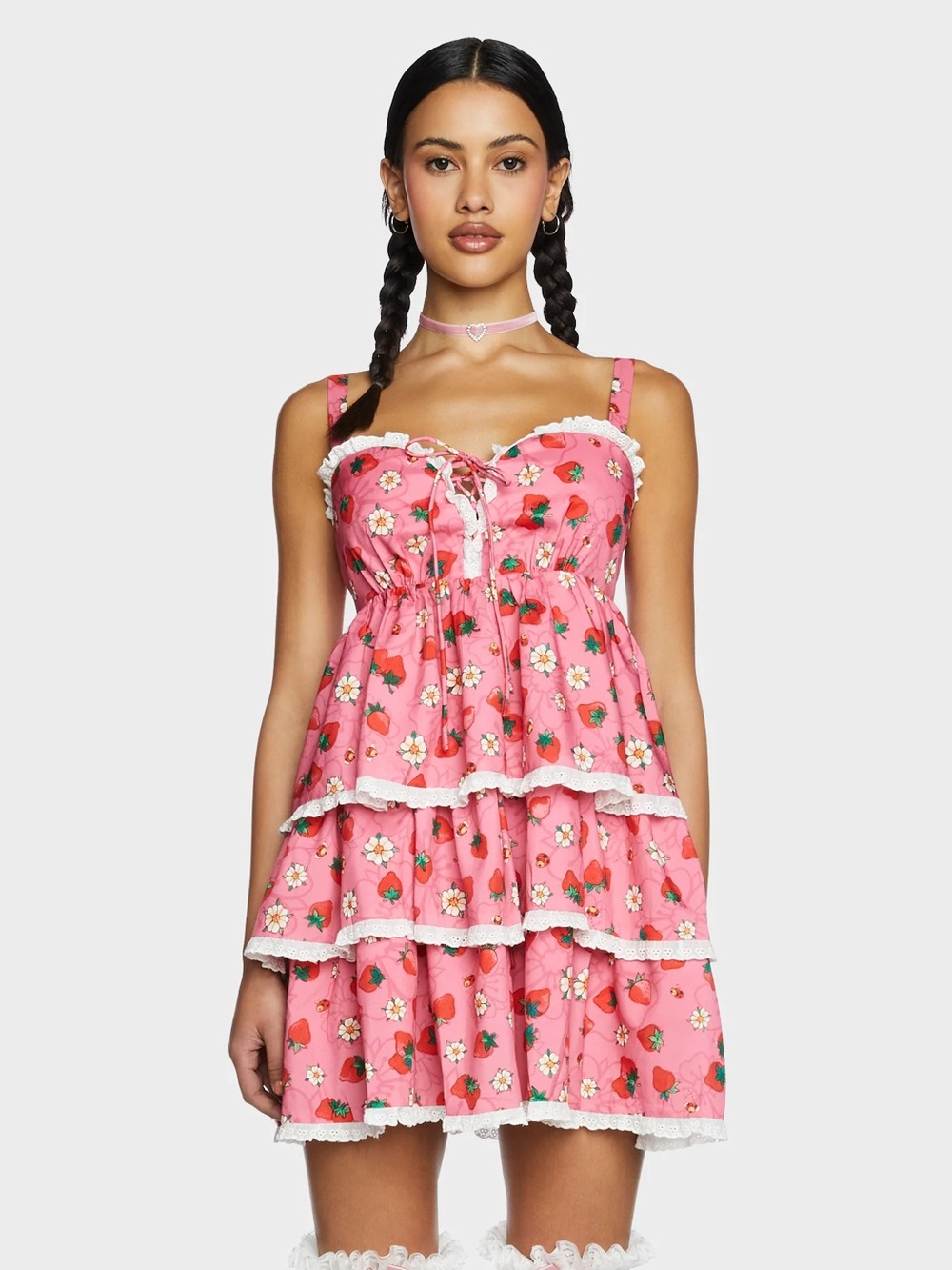 NWT Dolls Kill Pink Strawberry Babydoll Dress size M